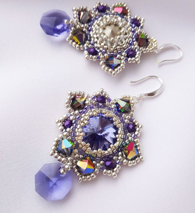 "Tanzanite" - Cercei Swarovski si argint