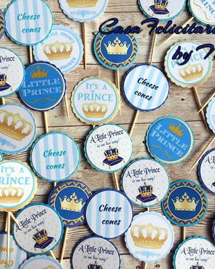 Toppers tematica Little Prince pentru baby shower sau botez