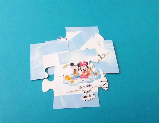 Invitatie botez puzzle cu Mickey Mouse