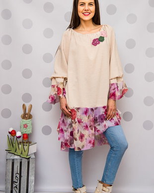bluza oversize, tip ie -cu un maxi volan