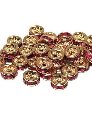 Distantiere cu strasuri, aurii, 5x3 mm