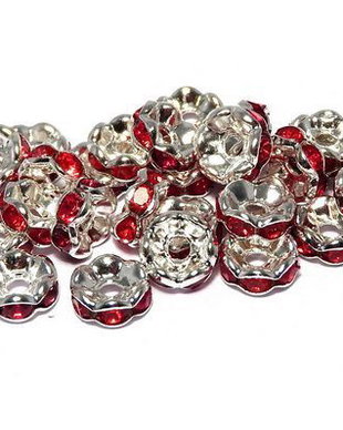 Distantiere cu strasuri, argintii, 6x3 mm
