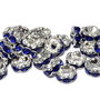 Distantiere cu strasuri, argintii, 6x3 mm