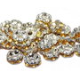 Distantiere cu strasuri, argintii, 6x3 mm