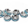 Distantiere cu strasuri, argintii, 6x3 mm
