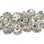 Distantiere cu strasuri, argintii, 6x3 mm