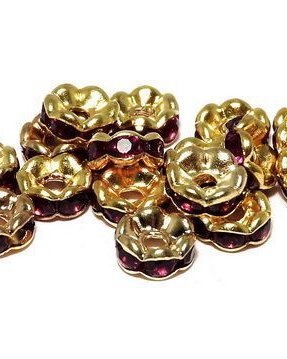 Distantiere cu strasuri, aurii, 6x3 mm