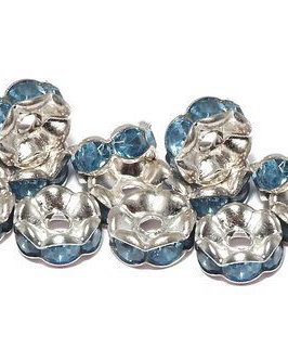 Distantiere cu strasuri, argintii, 7x3 mm
