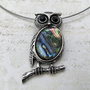 Colier pandant bufnita & paua shell