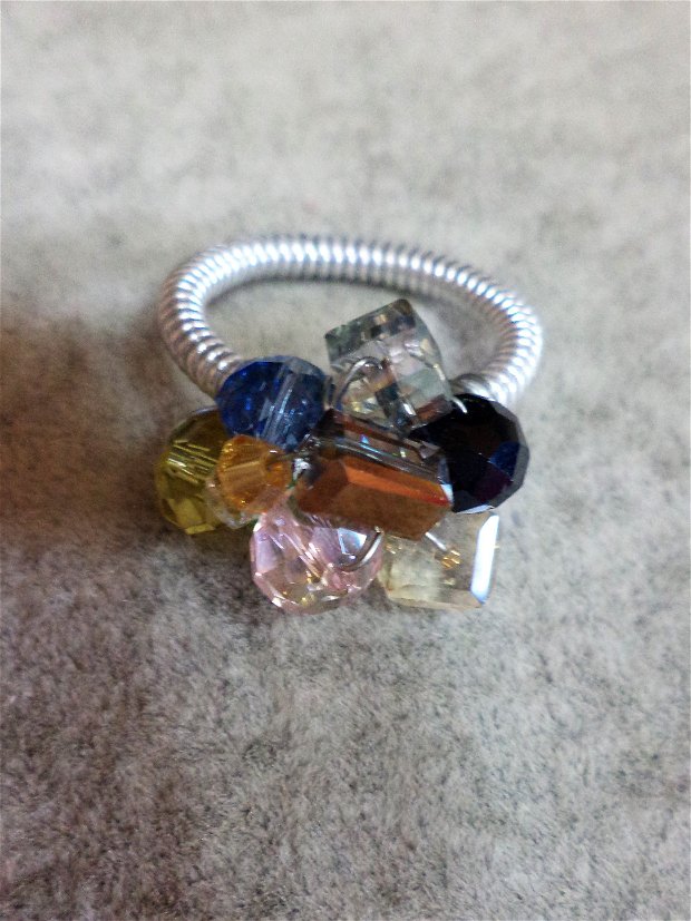 Set colier crosetat si inel cu cristale tip swarovski - shine