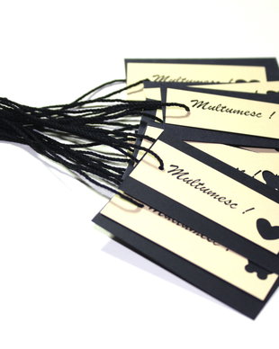 Price tags. Etichete cu mesajul Multumesc. Etichete negre si crem