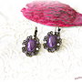 Cercei cu jad violet si cristale Swarovski