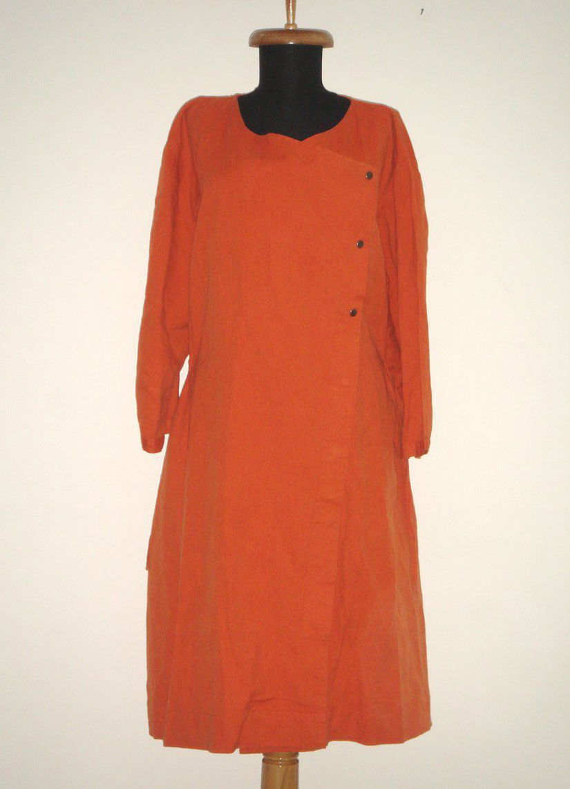 Gudrun Sjoden - Rochie noua, cu design excentric, din in, caramiziu oranj