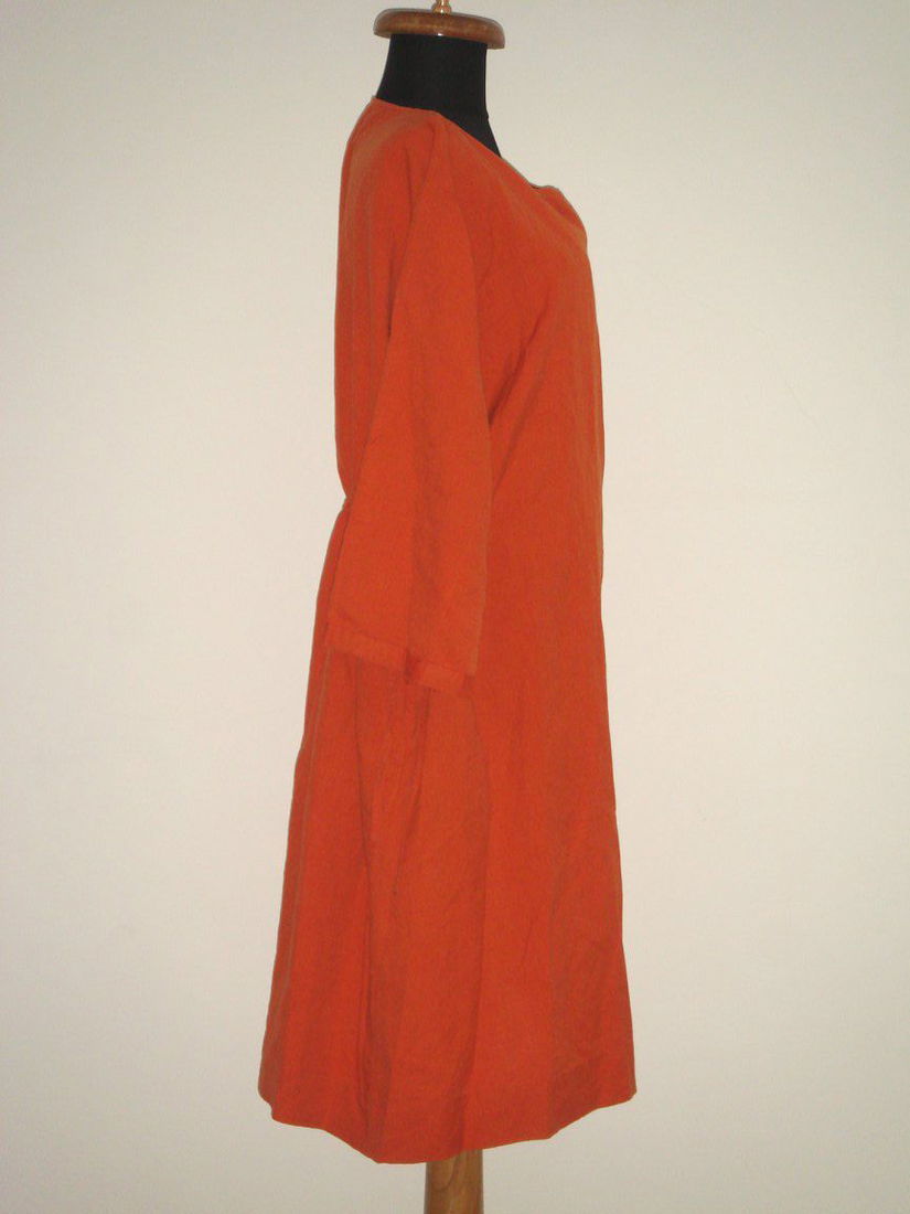 Gudrun Sjoden - Rochie noua, cu design excentric, din in, caramiziu oranj