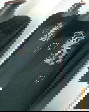 Pulover catel brodat manual margele