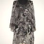 Bluza lunga, rochie, noua, din matase naturala, cu imprimeu minunat, accesorizata cu margele si paiete