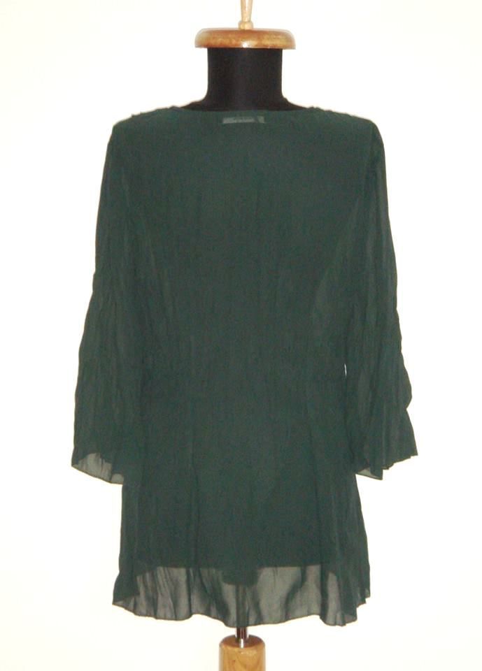 Vero Moda, Bluza din matase fina, transparenta, verde padure