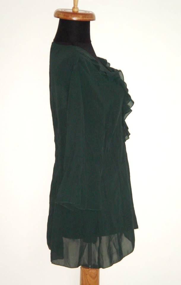 Vero Moda, Bluza din matase fina, transparenta, verde padure