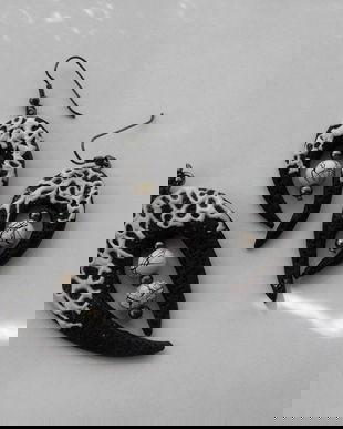 Black and white - Polymer clay earrings and necklace - Clay Beads - Colier si cercei modelati din argila polimerica