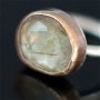 Inel argint 925, profil gold filled şi cuart rutilat fateta, rose cut