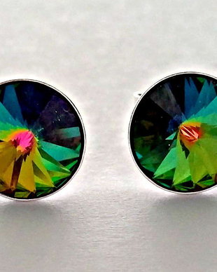 Cercei argint 925 cu piatra Swarovski Rivoli 8mm Vitrail Medium