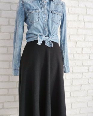 Fusta Midi Clos Neagra  cu buzunare