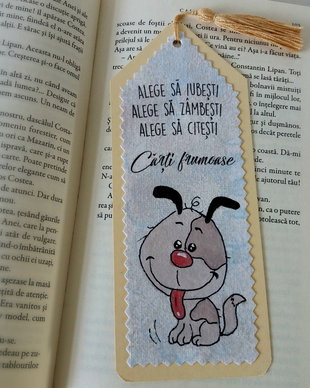 semn de carte pictat panza personalizat catel