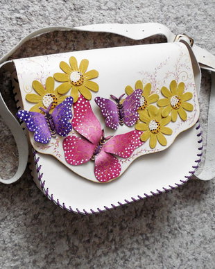 Geanta "Crossbody" handmade unicat- Butterflies of summer