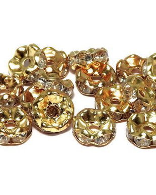 Distantiere cu strasuri, aurii, 8x3.5 mm