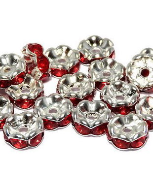Distantiere cu strasuri, argintii, 8x3.5 mm