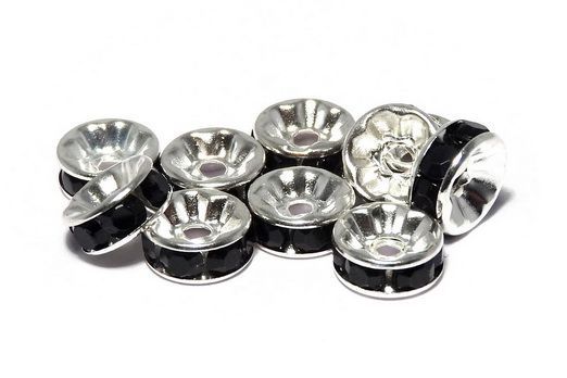 Distantiere cu strasuri, argintii, 8x3.5 mm