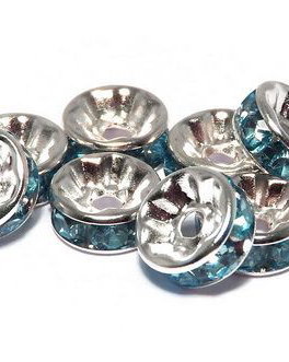 Distantiere cu strasuri, argintii, 8x3.5 mm