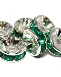 Distantiere cu strasuri, argintii, 8x3.5 mm