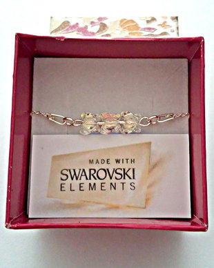 Bratara argint 925 cu piatra Swarovski Fluture 6mm Crystal AB