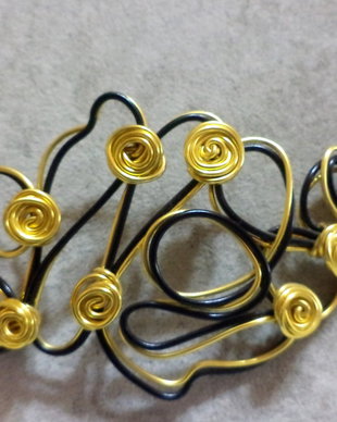 Colier statement din sarma  - black and gold