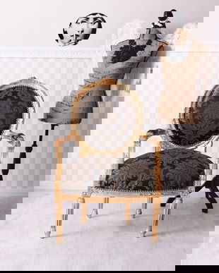 Semifotoliu din lemn masiv auriu cu tapiterie neagra