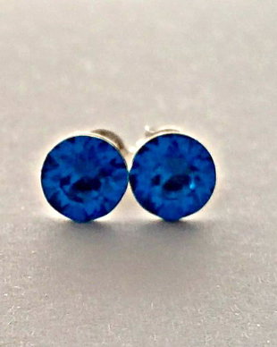 Cercei argint 925 cu piatra Swarovski Chaton 6mm Capri Blue