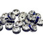 Distantiere cu strasuri, argintii, 6x3 mm