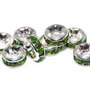 Distantiere cu strasuri, argintii, 6x3 mm