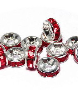 Distantiere cu strasuri, argintii, 6x3 mm