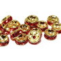 Distantiere cu strasuri, aurii, 6x3 mm