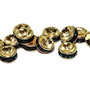 Distantiere cu strasuri, aurii, 6x3 mm