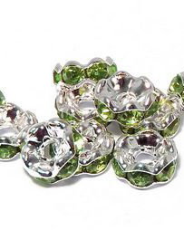 Distantiere cu strasuri, argintii, 7x3 mm