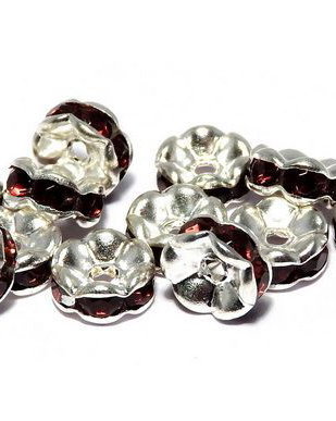 Distantiere cu strasuri, argintii, 7x3 mm
