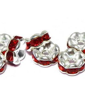 Distantiere cu strasuri, argintii, 7x3 mm