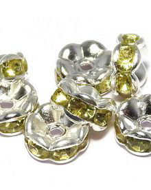 Distantiere cu strasuri, argintii, 7x3 mm