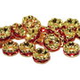 Distantiere cu strasuri, aurii, 6x3 mm
