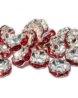 Distantiere cu strasuri, argintii, 6x3 mm