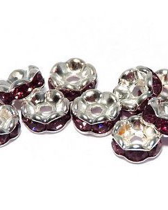 Distantiere cu strasuri, argintii, 6x3 mm