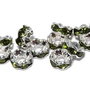 Distantiere cu strasuri, argintii, 6x3 mm